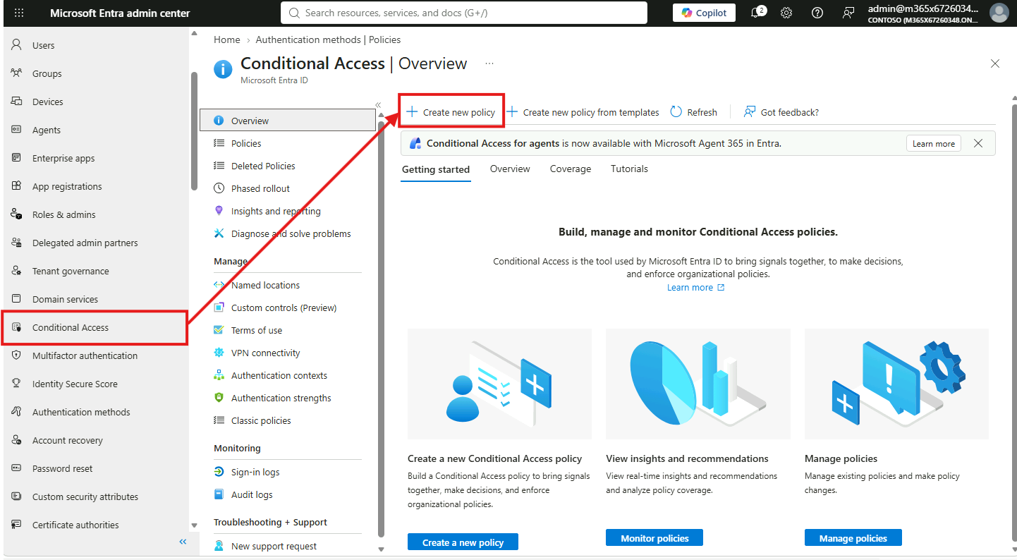 Esercizio 1 – Passo 4 – Creare la Conditional Access Policy per la MFA