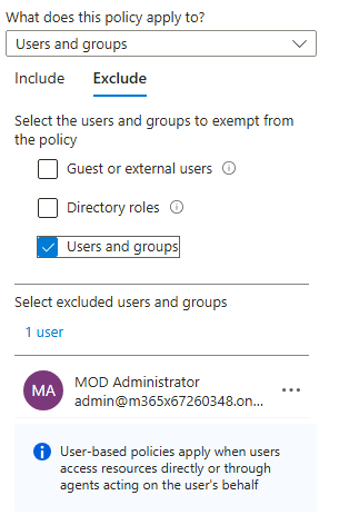 Esercizio 1 – Passo 4 – Creare la Conditional Access Policy per la MFA