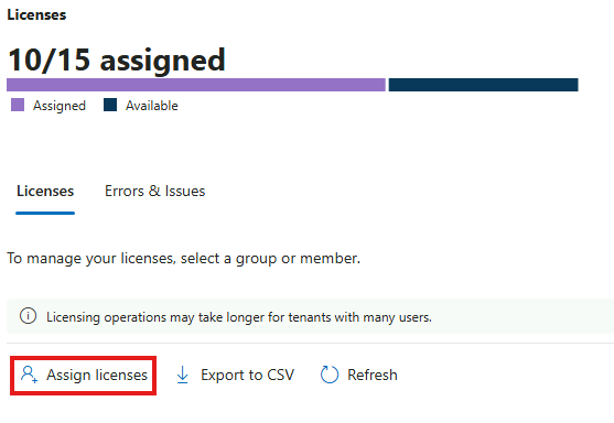 Esercizio 3 – Passo 4 – Assegnazione licenze Microsoft 365 E5 al gruppo