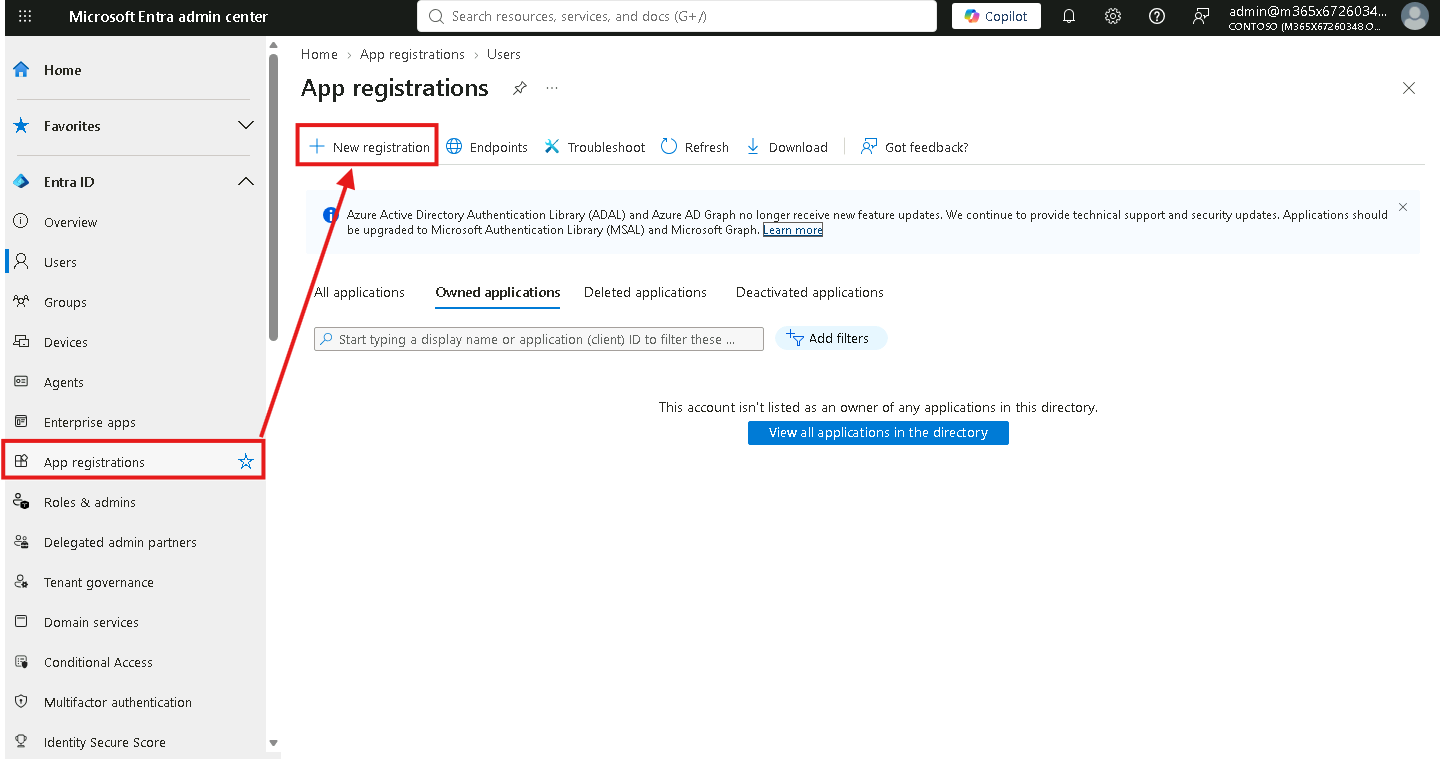 Esercizio 5 – Passo 1 – Registrazione della nuova Enterprise Application (App ID)