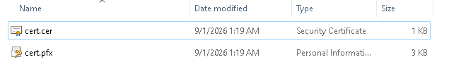 Esercizio 5 – Passo 2 – Generazione del certificato da PowerShell