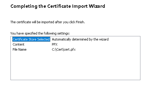 Esercizio 5 – Passo 3 – Importazione del certificato PFX sulla VM