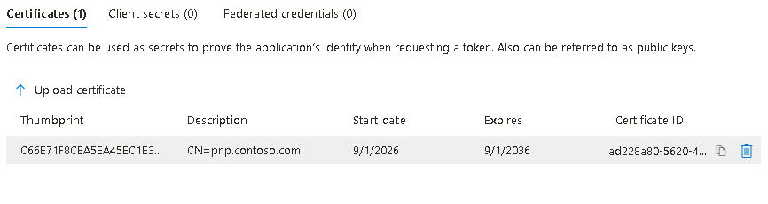 Esercizio 5 – Passo 4 – Caricamento del certificato pubblico sull'Enterprise Application