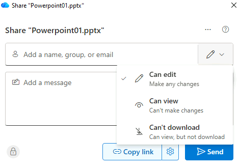 Esercizio 1 – Passo 3 – Condivisione di Powerpoint01.pptx in modifica (Can Edit)