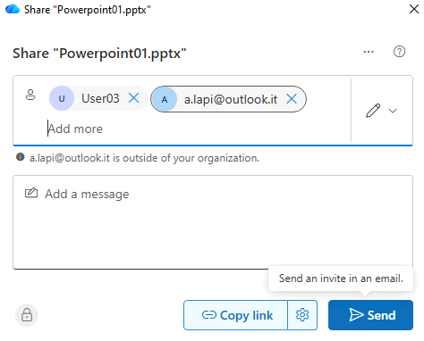 Esercizio 1 – Passo 3 – Condivisione di Powerpoint01.pptx in modifica (Can Edit)