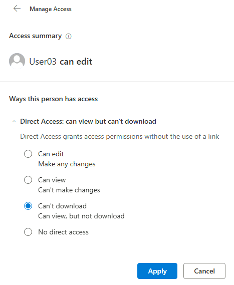 Esercizio 1 – Passo 6 – Gestione degli accessi condivisi (Manage Access)