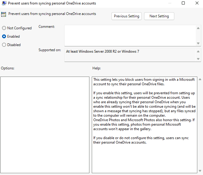 Esercizio 1 – Passo 10 – Configurazione delle policy OneDrive tramite GPEDIT (da SEA-DEV3, User03)