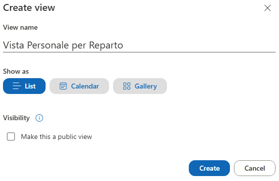 Esercizio 3 – Passo 5 – Esempi di viste (condivise o personali)