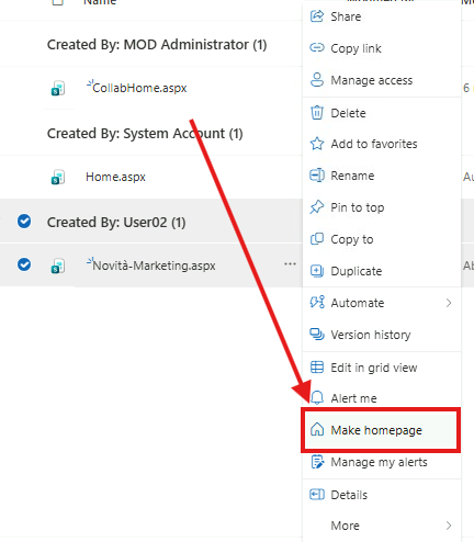 Esercizio 5 – Passo 4 – Promuovere la pagina a Home Page
