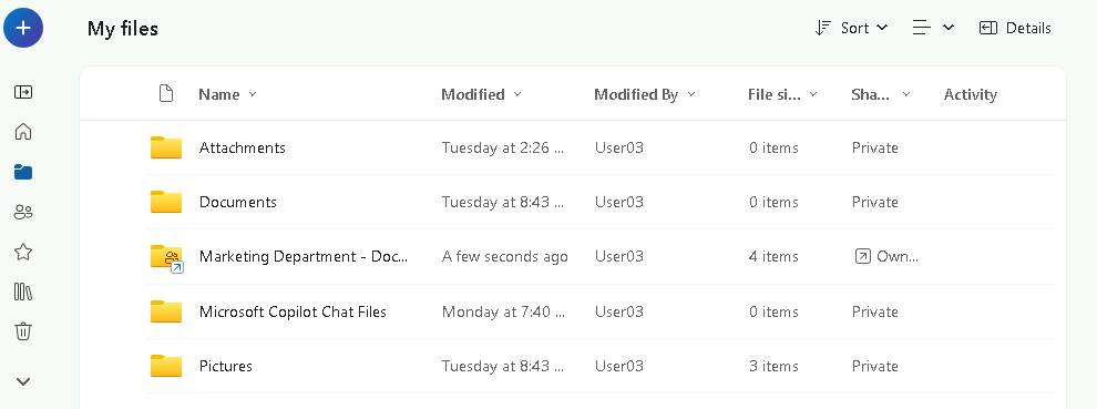 Esercizio 6 – Passo 5 – Collegamento del sito a OneDrive lato User03