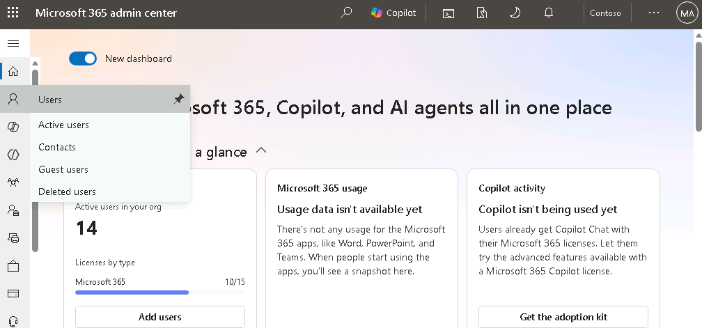 Esercizio 1 – Passo 1 – Accesso all'Admin Center