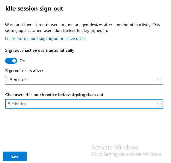 Esercizio 2 – Passo 3 – Access Control: Idle session sign-out