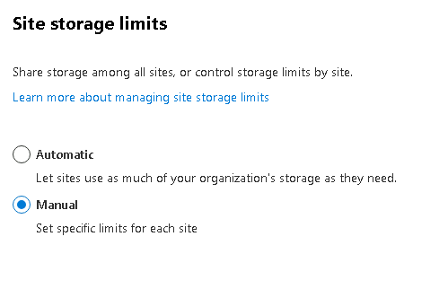 Esercizio 3 – Passo 3 – SharePoint: Site Storage Limit