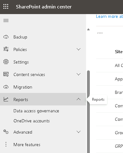 Esercizio 5 – Passo 1 – Accesso al SharePoint Admin Center