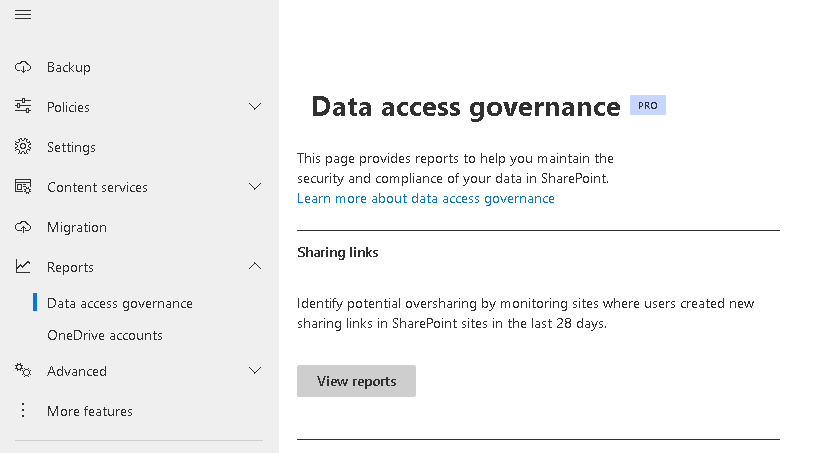 Esercizio 5 – Passo 2 – Report Data Access Governance: Sharing Links