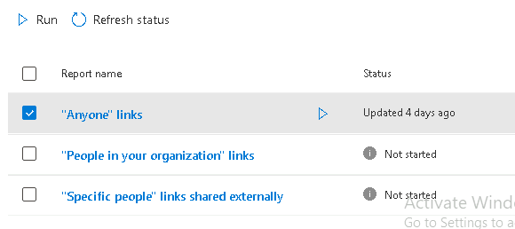 Esercizio 5 – Passo 2 – Report Data Access Governance: Sharing Links