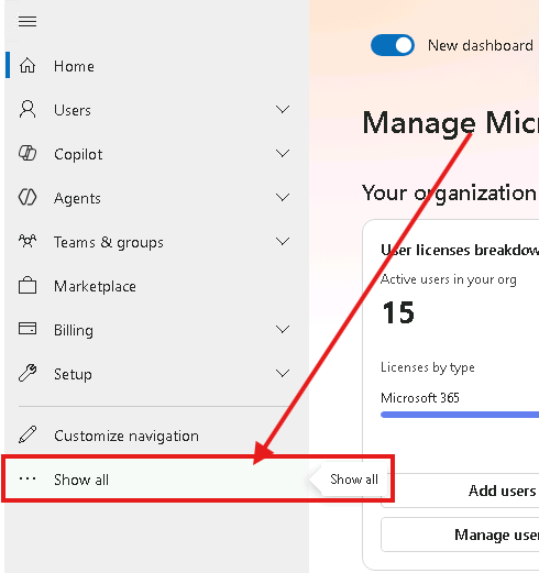 Esercizio 5 – Passo 3 – Reports da Admin Center 365