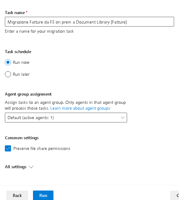 Esercizio 4 – Passo 2 – Migrazione della cartella Fatture verso SharePoint
