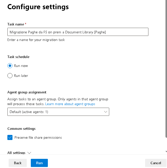 Esercizio 4 – Passo 3 – Migrazione della cartella Paghe verso SharePoint