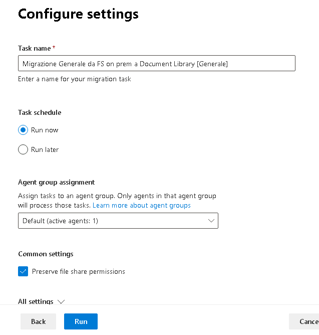 Esercizio 4 – Passo 4 – Migrazione della cartella Generale verso SharePoint