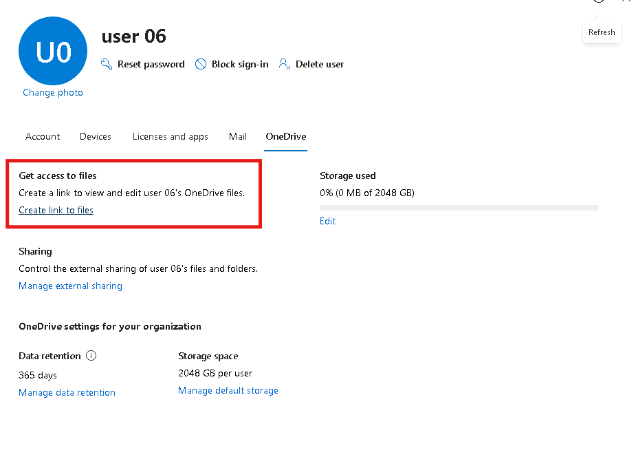 Esercizio 4 – Passo 5 – Migrazione della cartella user06 verso OneDrive