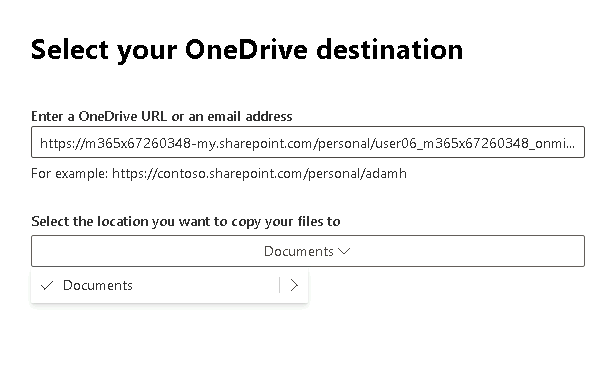 Esercizio 4 – Passo 5 – Migrazione della cartella user06 verso OneDrive