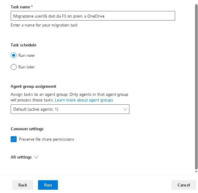 Esercizio 4 – Passo 5 – Migrazione della cartella user06 verso OneDrive